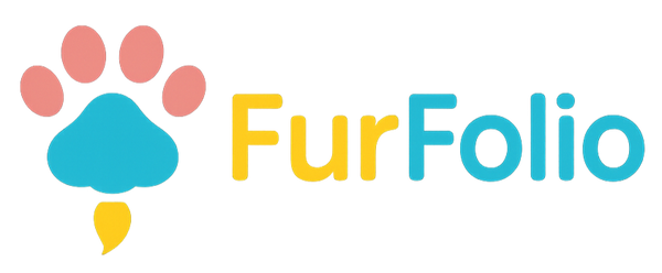 FurFolio logo with paw print design on a white background